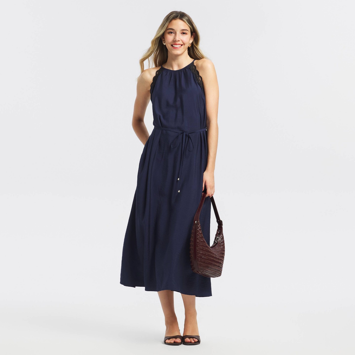 Женское платье A New Day Lace Trim Midi A-Line, цвет: Тёмно-синий — фото 2