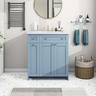 30" Bathroom Vanity With Sink, Bathroom Cabinet With Tip-out Drawer ...