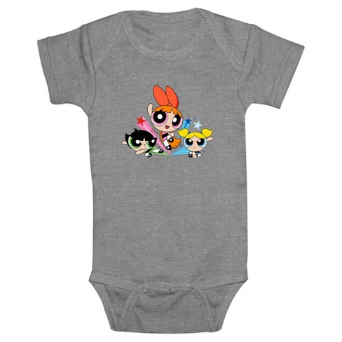 Infant's The Powerpuff Girls Fighting Trio Bodysuit - Athletic Heather ...