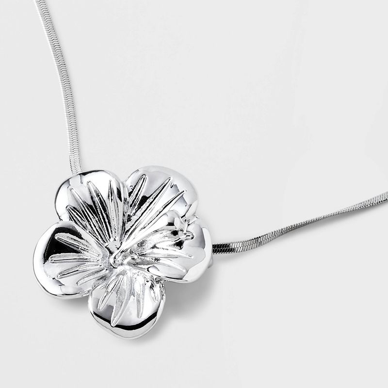 Hibiscus Charm Necklace - Wild Fable&#8482; Silver, 5 of 6