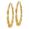 Black Bow Jewelry 10mm x 55mm 14k Yellow Gold Hollow Bamboo Inspired Hoop Earrings - 2 of 4
