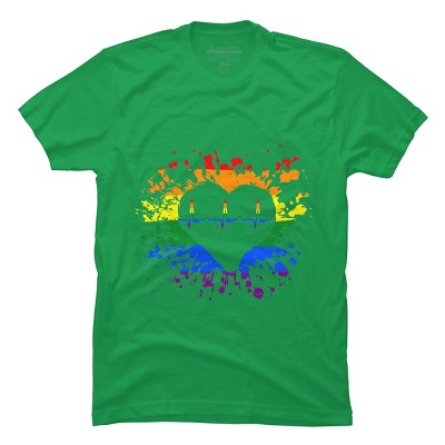 Adult Design By Humans Pride Heartbeat EKG Splatter By LegatoTendo T-Shirt