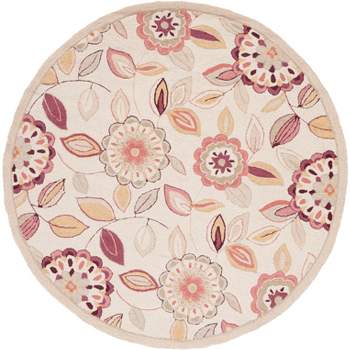 Safavieh Chelsea Collection HK62A Hand-Hooked Ivory Wool Round Area Rug, 5  feet 6 inches in Diameter (5'6 Diameter) : : Home