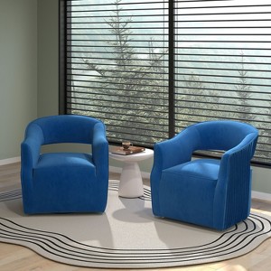SEYNAR Modern Glam Velvet 360 Degree Swivel Open-Back Accent Armchair Set of 2 - 1 of 4