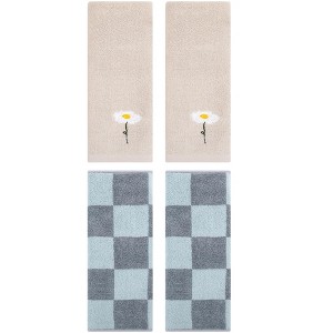 REGALWOVEN 4 Pcs Bathroom Pattern Soft Absorbent Cotton Hand Towels - 1 of 4