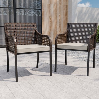 EAGLE PEAK Sienna Bay Outdoor Patio Dining Chair with Cushions (Set of 2)