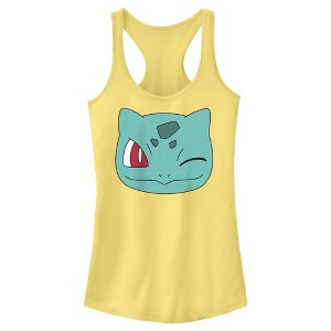 Juniors Womens Pokemon Bulbasaur Wink Face Racerback Tank Top - 1 of 4
