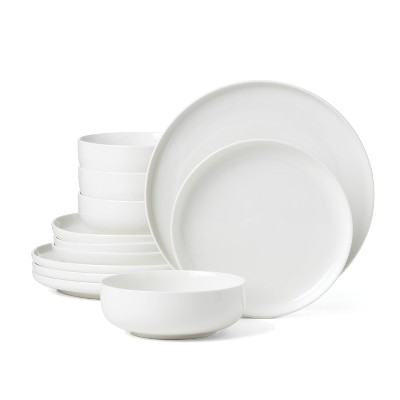 White Porcelain 12-Piece Dinnerware Set for Four