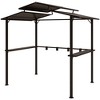 Outsunny 8' x 5' Hardtop Grill Gazebo, Outdoor BBQ Gazebo with Double Metal Roof, 2 Side Shelves and 4 Cup Holders for Patio Backyard Lawn Deck - 4 of 4