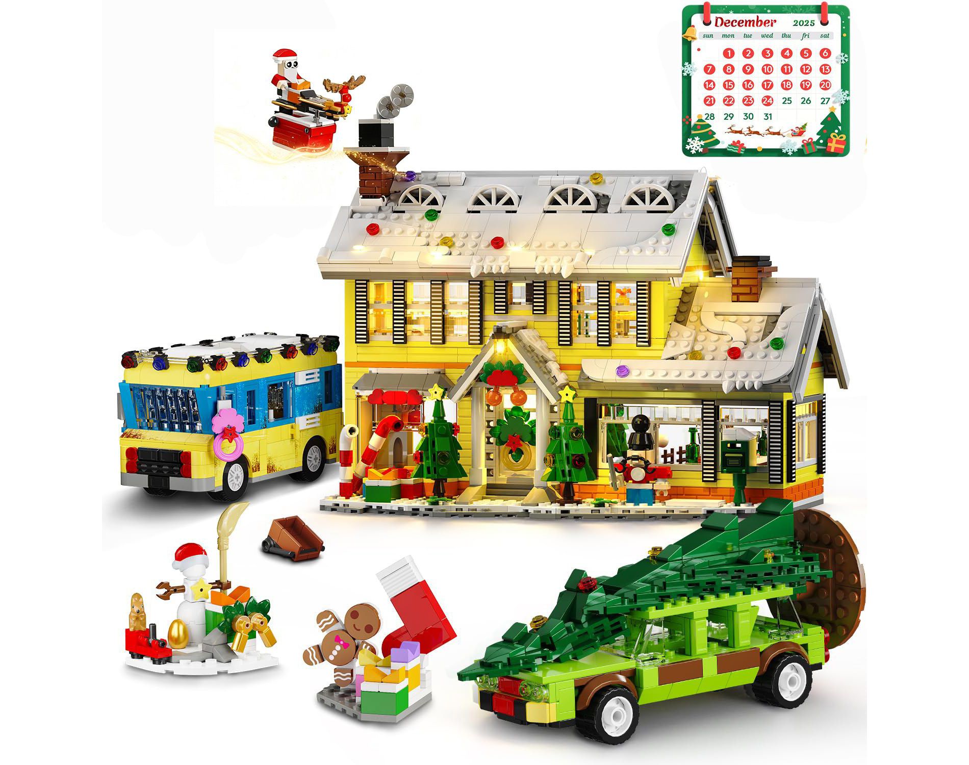 HOGOKIDS 24 Days Advent Calendar Christmas Holiday House Building Set Toys for Adults and Kids Aged 12+