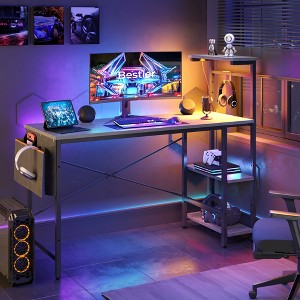 Bestier 52 Inch LED Gaming Desk with 4 Tiers Shelves & Storage Bag - 1 of 4