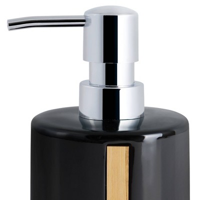 Black Ceramic and Bamboo Soap Lotion Dispenser