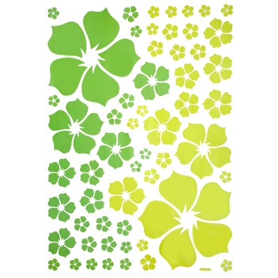 Slickblue Colorful Flower Wall Decals – Floral Vinyl Stickers in Green/Yellow/Pink, Multiple Design Options 19.7" x 27.6"