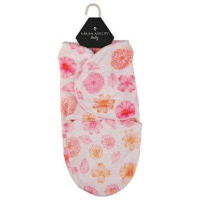  Laura Ashley Single Swaddle Leafy Floral Print Pink 