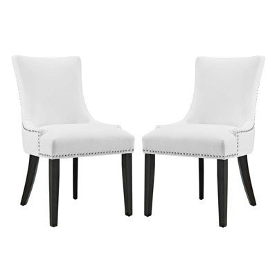 Modway Marquis Dining Chair Faux Leather Set of 2 - White