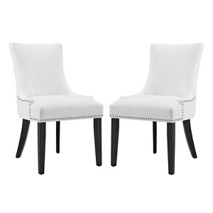 Modway Marquis Dining Chair Faux Leather Set of 2 - White - 1 of 4