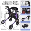 JUJABU Lightweight Foldable Rollator Walker with Seat, 8" All-Terrain Rubber Wheels, Backrest, Handles, Aluminum Frame for Seniors & Adults - 2 of 4