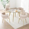 Dexmalle Set of 2 Velvet Dining Chairs,Golden Metal Legs,Beige - 4 of 4