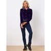 Allegra K Women's Cropped Velvet Retro Button Up Slash Pockets Old Fashion Casual Jackets - 4 of 4