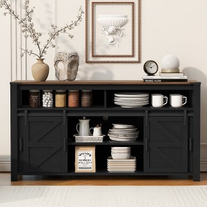 Bella Depot 59.3'' Farmhouse Buffet Sideboard with Sliding Barn Door and Mesh Panels - 1 of 4