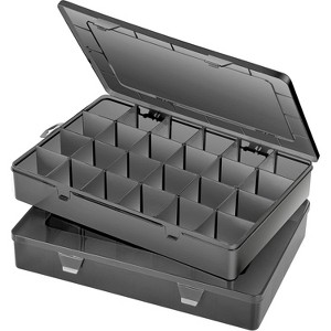 Large 24-Grid Plastic Organizer Box with Adjustable Dividers for Small Parts - 1 of 4