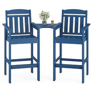 QingMoon Adirondack Chairs Set of 2, HDPE Counter Height Barstools  with Connecting Tray, Ideal All Weather Tall Patio Chair for Balcony, Poolside - 1 of 4