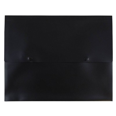 JAM Paper 10'' x 12 1/2'' 12pk Plastic Portfolio with Two Button Snap Closure, 1" Expansion, Letter Booklet - Black