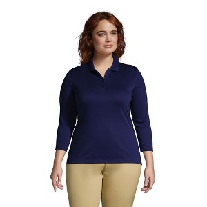Lands' End Women's 3/4 Sleeve Supima Cotton Polo Shirt - 1 of 2