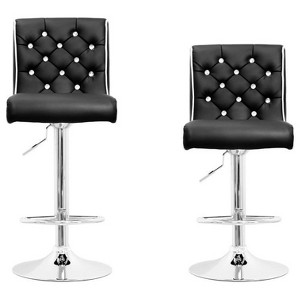 Best Master Furniture,Swivel Bar Stool With Crystal and Tufted Look (Set of 2) - 1 of 4