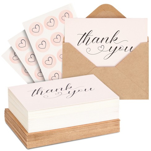 Best Paper Greetings 48 Pack Black And White Thank You Cards With Kraft  Paper Envelopes For Graduation, Wedding, Blank Inside, 4 X 6 In : Target