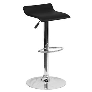 Emma and Oliver Solid Wave Seat Vinyl Adjustable Height Barstool with Chrome Base