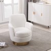 Teddy Swivel Barrel Chair, Swivel Accent Chairs Armchair for Living Room, Round Barrel Chairs with Gold Stainless Steel Base - 2 of 4