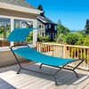 Costway Patio Hanging Chaise Lounge Chair with Canopy, Cushion, Pillow & Storage Bag Blue/Beige/Brown - 2 of 4