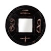 Mirror Wood and Glass Carved Symbol Design Boho Wall Decor for Home Office Bedroom Living Room - 20" Brown - 2 of 4