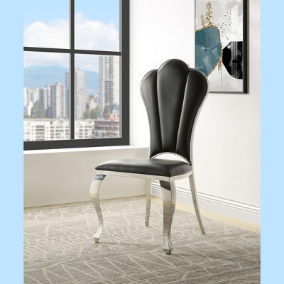 Vynxaria Black Side Chair with Tufted Back - Elegant Design & Comfort for Dining Spaces