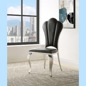 Vynxaria Black Side Chair with Tufted Back - Elegant Design & Comfort for Dining Spaces - 1 of 4