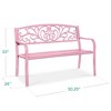 Best Choice Products Outdoor Steel Bench Garden Patio Porch Furniture w/ Floral Design Backrest - 2 of 4