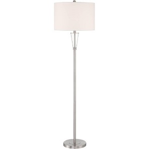 360 Lighting Shasta Modern 62 1/2" Tall Standing Floor Lamp Skinny Pole Silver Clear Glass Brushed Nickel Finish Living Room Bedroom House Reading - 1 of 4