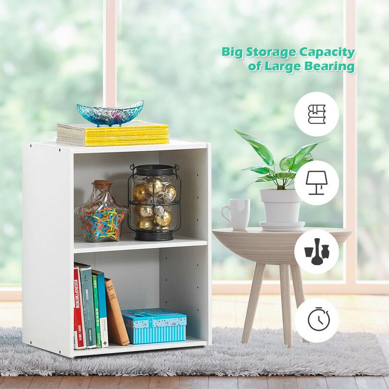 Costway 2 Tier Open Shelf Night Stand End Table Sofa Side Storage Display Furni White, 3 of 11