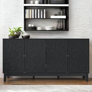 Galano Verbus Erdstall Wood 61.5 in. 4 Door Sideboard with Adjustable Shelves in Pearl White Oak, Black, Oslo Oak - 1 of 4