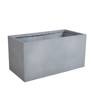 LeisureMod Flora Fiberstone and MGO Clay Planter Rectangular Planter Pot for Indoor and Outdoor - 1 of 4