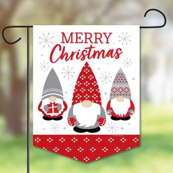 Big Dot of Happiness Christmas Gnomes - Outdoor Home Decorations - Double-Sided Holiday Party Garden Flag - 12 x 15.25 inches