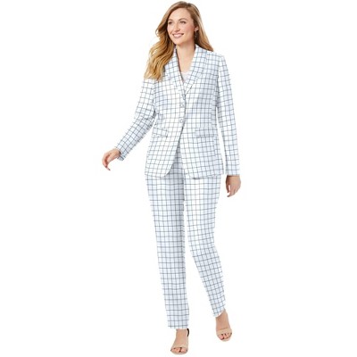 Jessica London Women's Plus Size 2-Piece Stretch Crepe Single-Breasted Pantsuit