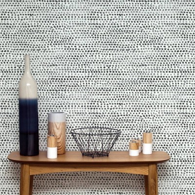 Dazzle Dot 24" Black Self-Adhesive Repositionable Wallpaper Roll