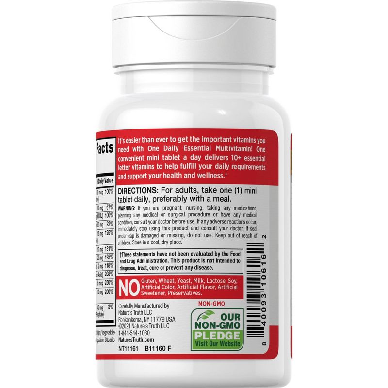 Nature's Truth One Daily Womens and Men's Essential Multivitamin | 100 Mini Tablets, 3 of 5