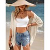 Coolmee Women's Short Sleeve Cardigans Summer Open Front Hollowed Out Shrug Sweaters Knit Sweater Tops Lightweight Cardigans M Rice Apricot - 4 of 4