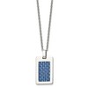 Chisel Stainless Steel with Blue Carbon Fiber Inlay Rectangle Dog Tag on a 22" Cable Chain Necklace - 4 of 4
