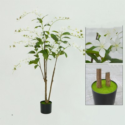 Fake Artificial Flower Trees,Weeping JasmineFake Silk Trees, Pink Tree with Real Touch Tech Faux Flowers, Faux Plant with Nursery Pot