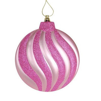 Northlight 6ct 2-Finish Swirl Shatterproof Christmas Disc Ornament Set 6.25" - Pink