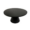 The Urban Port 32" Coffee Table Black Mango Wood Round Top Modern Tapered Pedestal Base Shiny Brass Support Black/Brass - 3 of 4